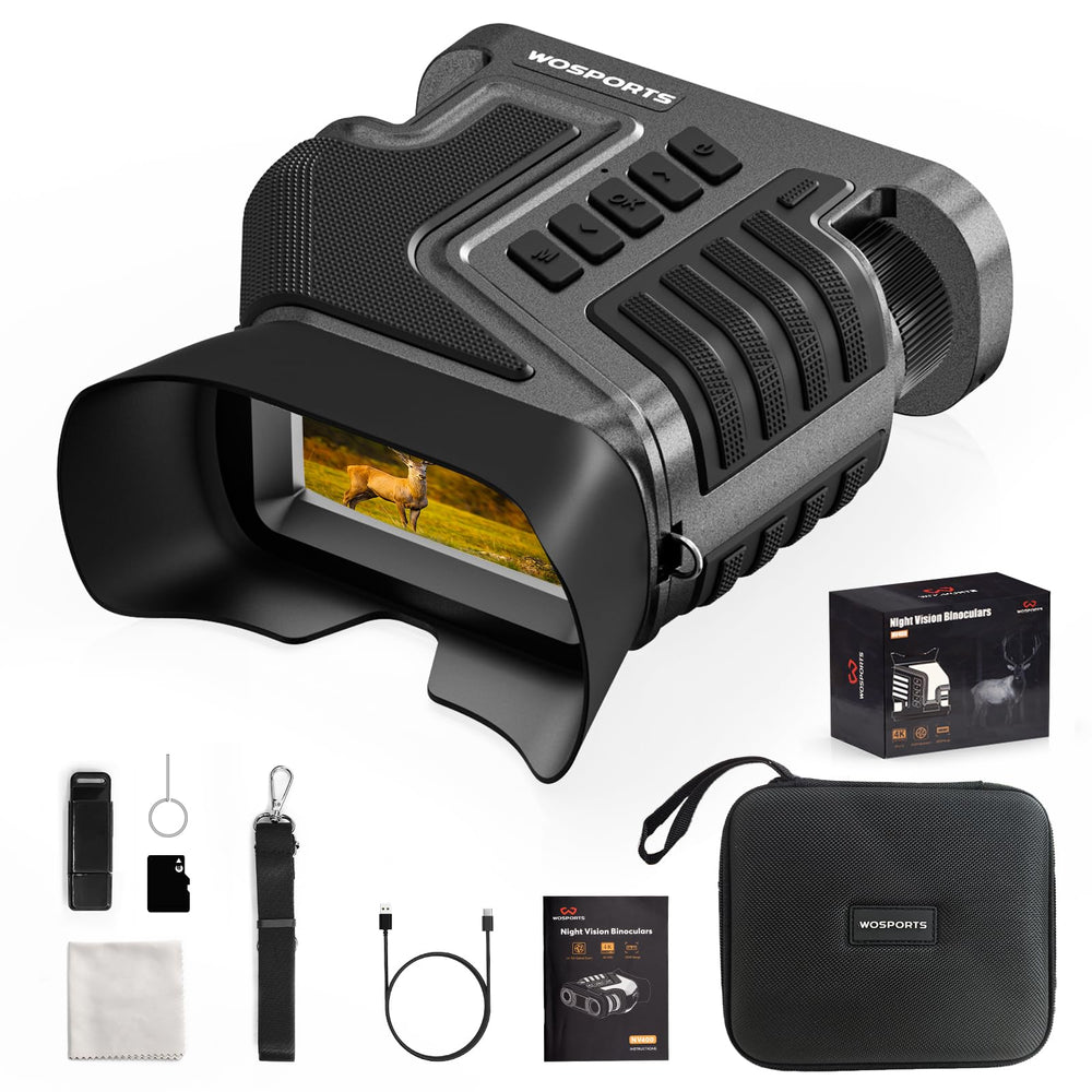 WOSPORTS 4K night vision goggles front view for clear wildlife viewing