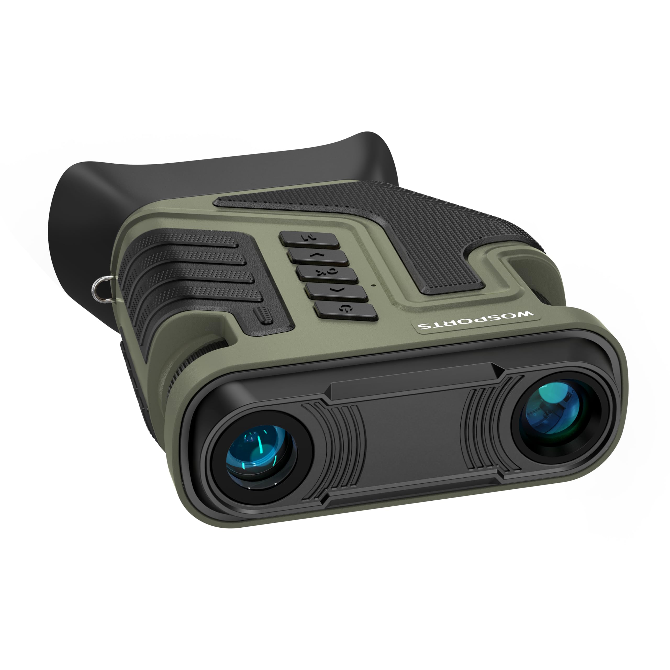 WOSPORTS 4K night vision goggles front view with rugged build and long-range clarity.