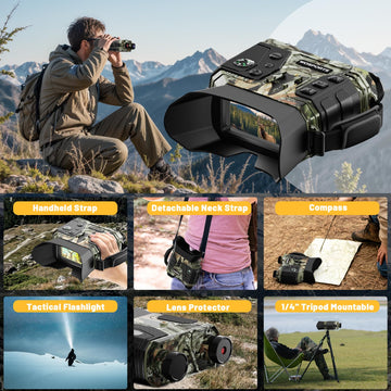 WOSPORTS 4K night vision goggles tripod mount for hands-free use