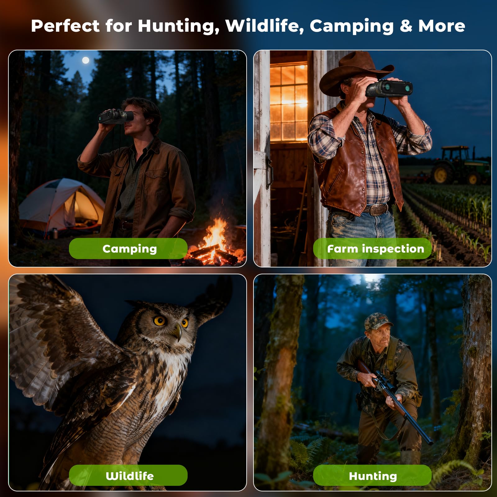 WOSPORTS tripod-ready system stabilizes long observation sessions outdoors