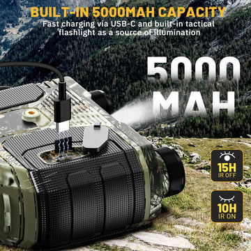 WOSPORTS 4K night vision goggles USB-C charging for fast recharging