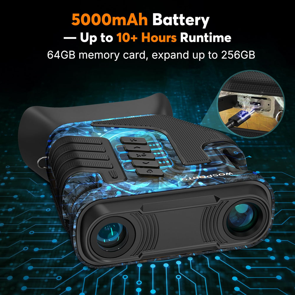 WOSPORTS 5000mAh battery pack powering long field sessions