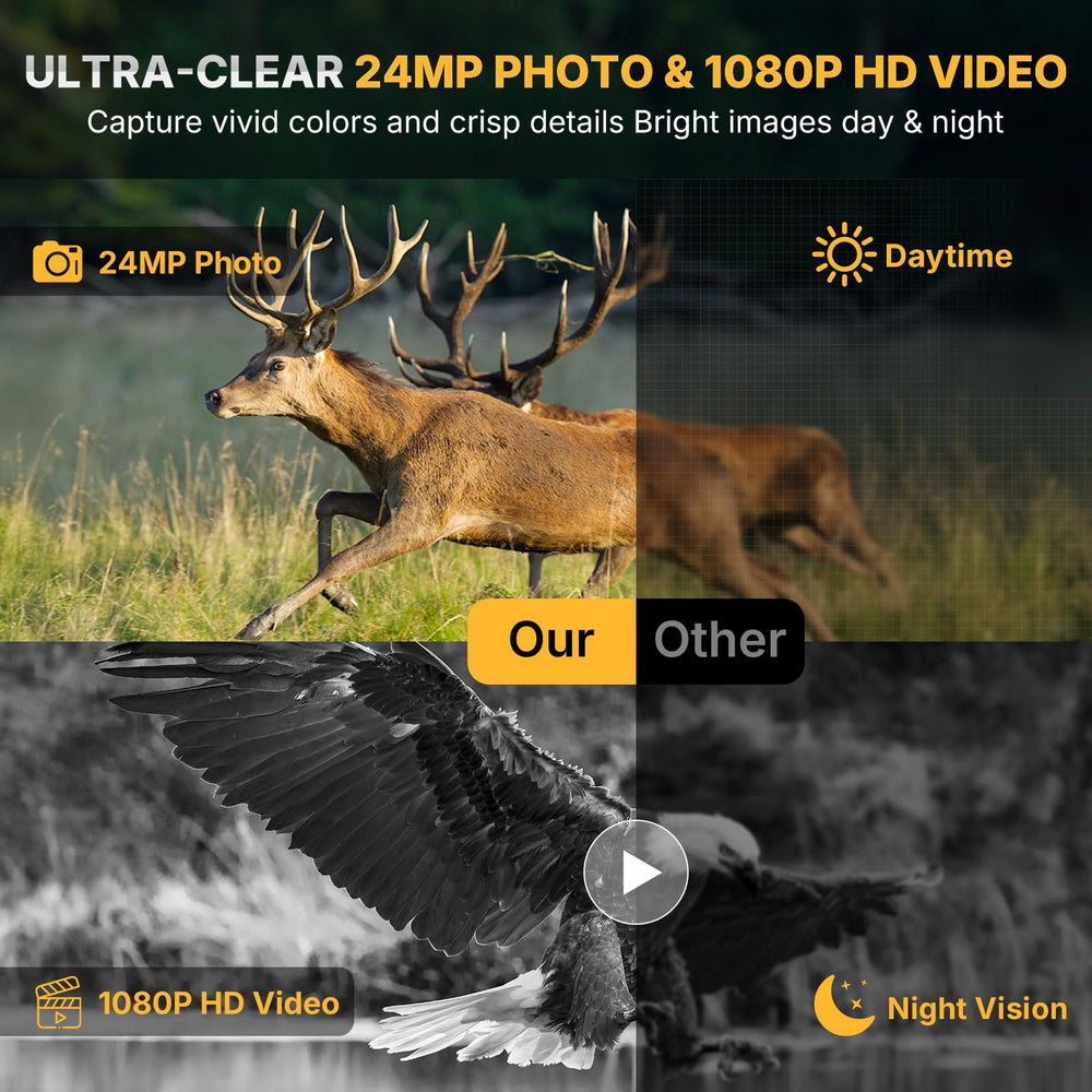 WOSPORTS mini trail camera 2-pack demonstrates quick deployment with included strap.