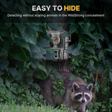 WOSPORTS mini trail camera powered by 4 AA batteries supports extended field use.