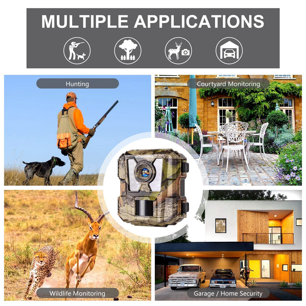 WOSPORTS mini trail camera easy installation with straps and stand mount