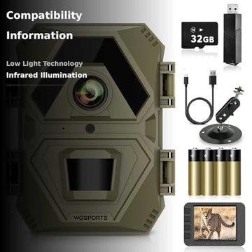 WOSPORTS mini trail camera trigger 0-2s captures rapid action and wildlife.