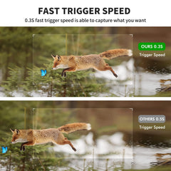 WOSPORTS mini trail camera with 0.3s trigger speed for fast moment capture