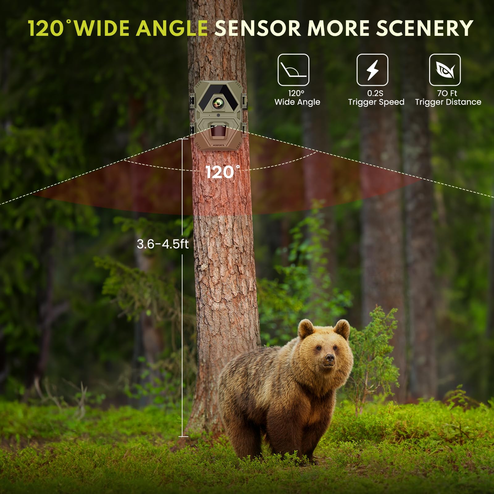 WOSPORTS Mini Trail Camera USB-C transfer emphasizes quick data viewing and sharing.