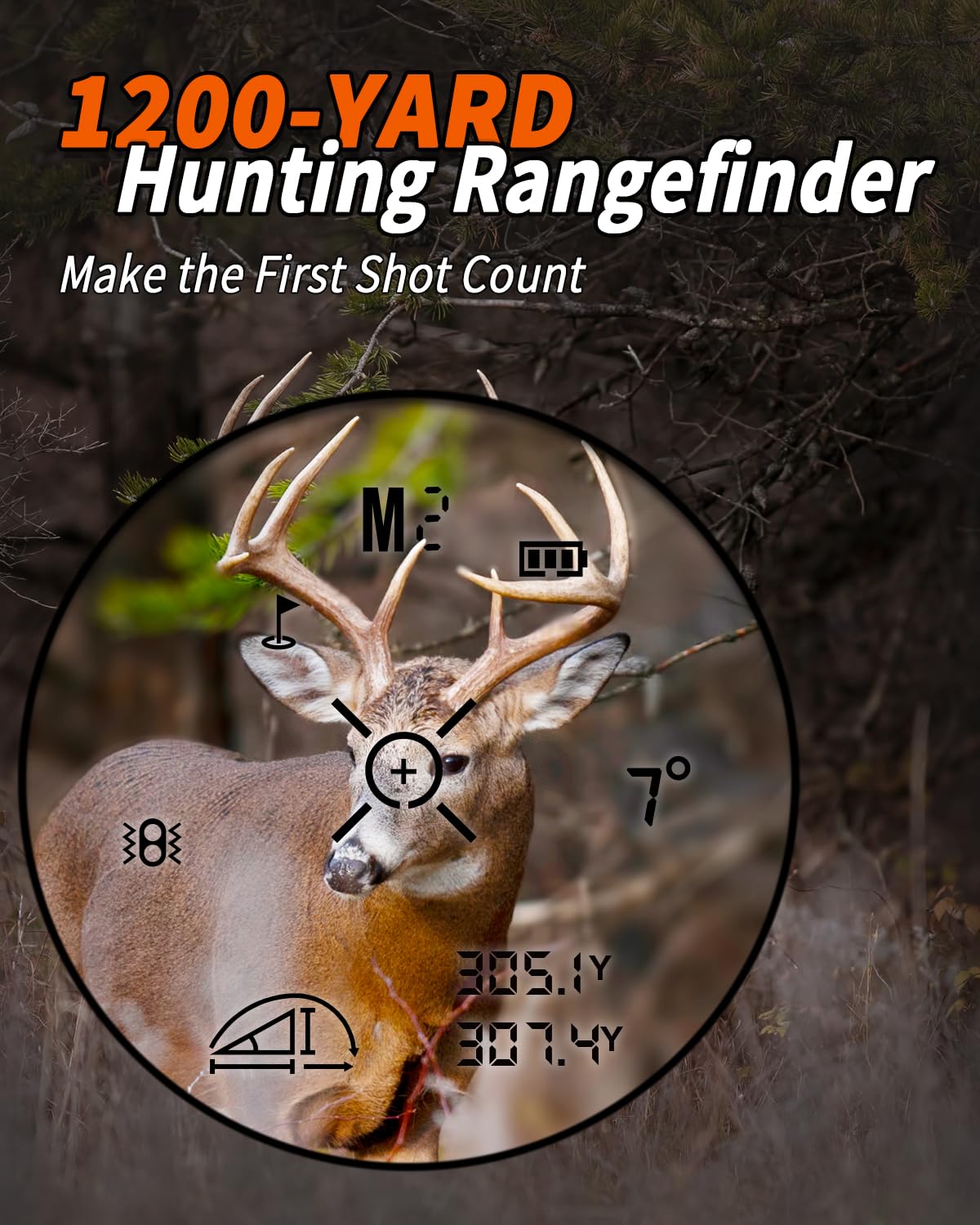 WOSPORTS rangefinder mode switch shows multiple modes for different hunting scenarios.