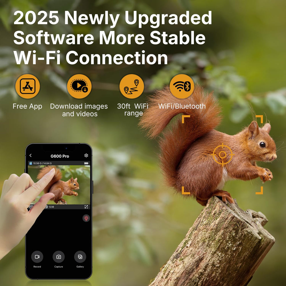 WOSPORTS solar recharge panel with 7800mAh battery enables extended field monitoring.