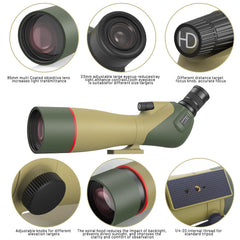 WOSPORTS spotter 85mm objective lens captures bright distant views at dawn
