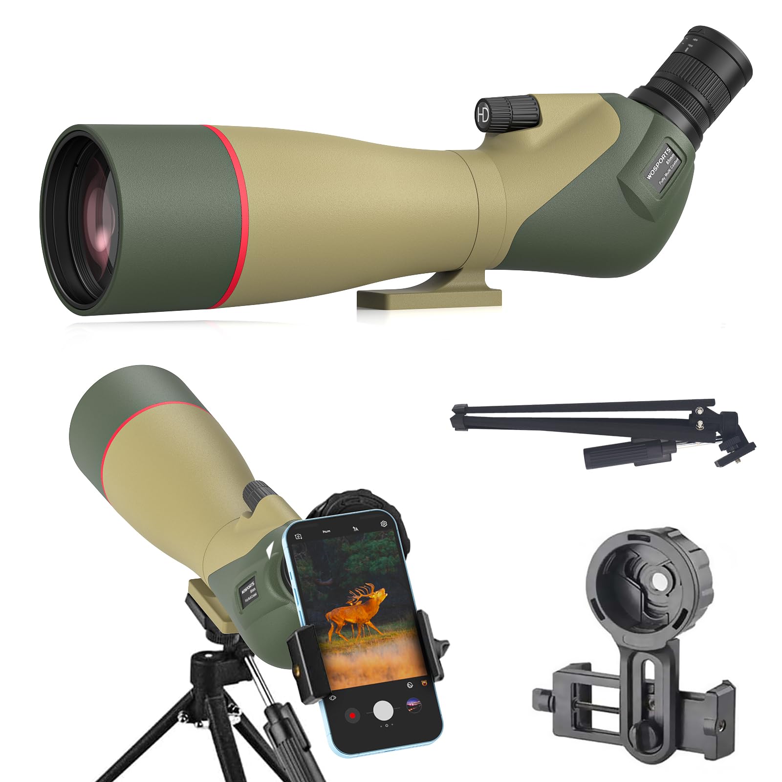 WOSPORTS spotting scope body with rugged build for field use