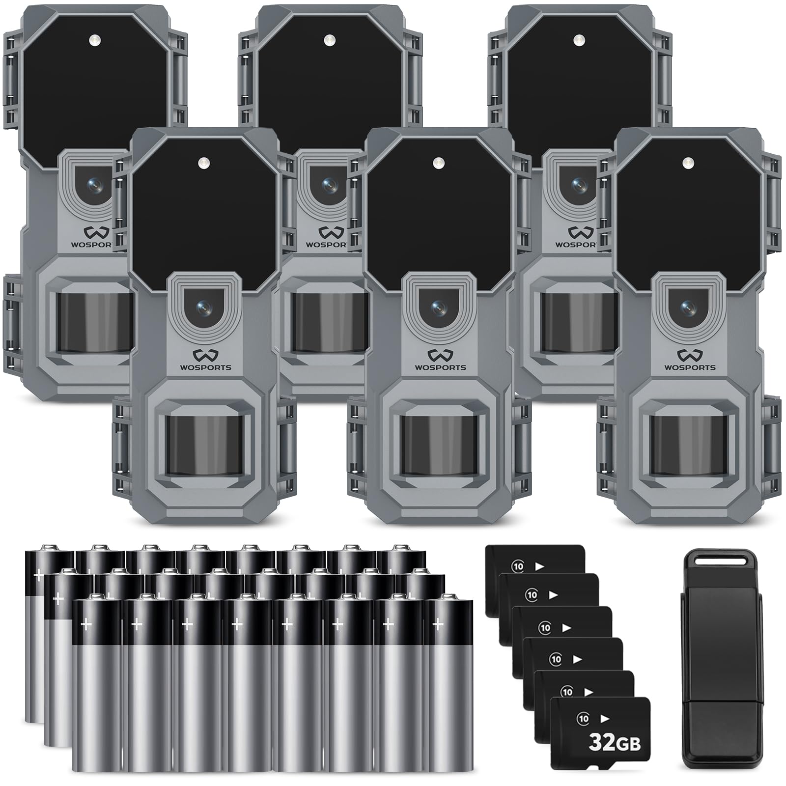 WOSPORTS trail camera front view for easy outdoor monitoring.