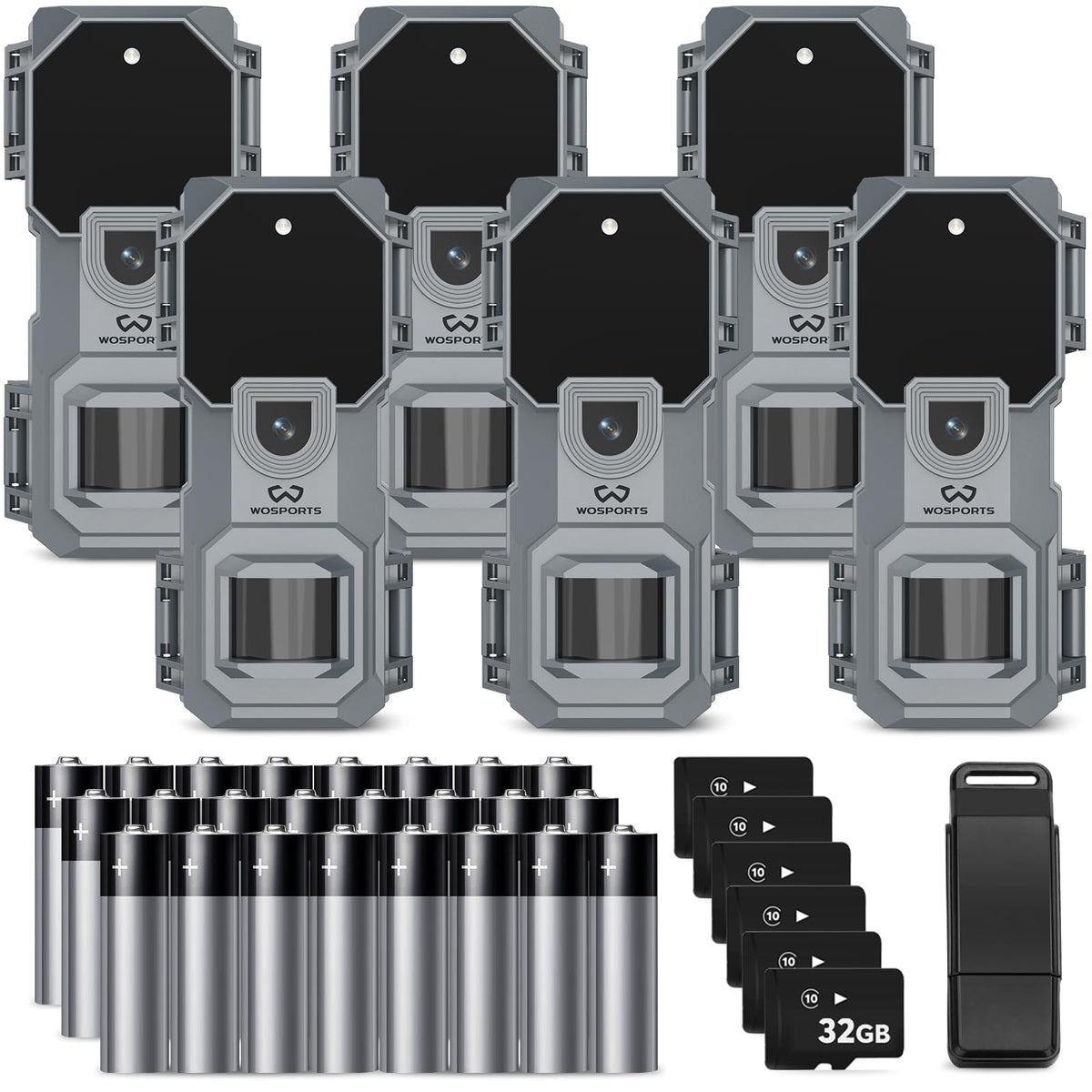 WOSPORTS trail camera front view for easy outdoor monitoring.