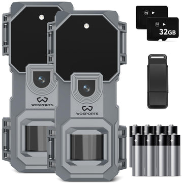 WOSPORTS trail camera front view ready for outdoor wildlife monitoring.