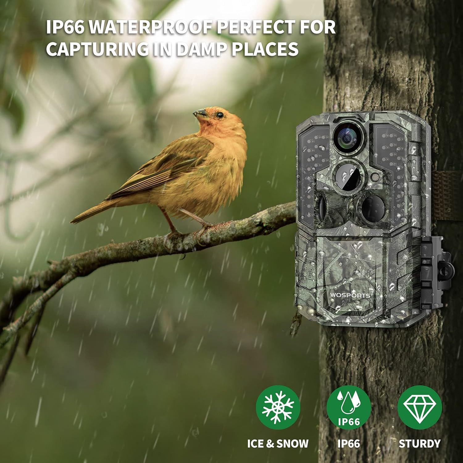 WOSPORTS Trail Camera trigger-0-2s captures fast wildlife moments
