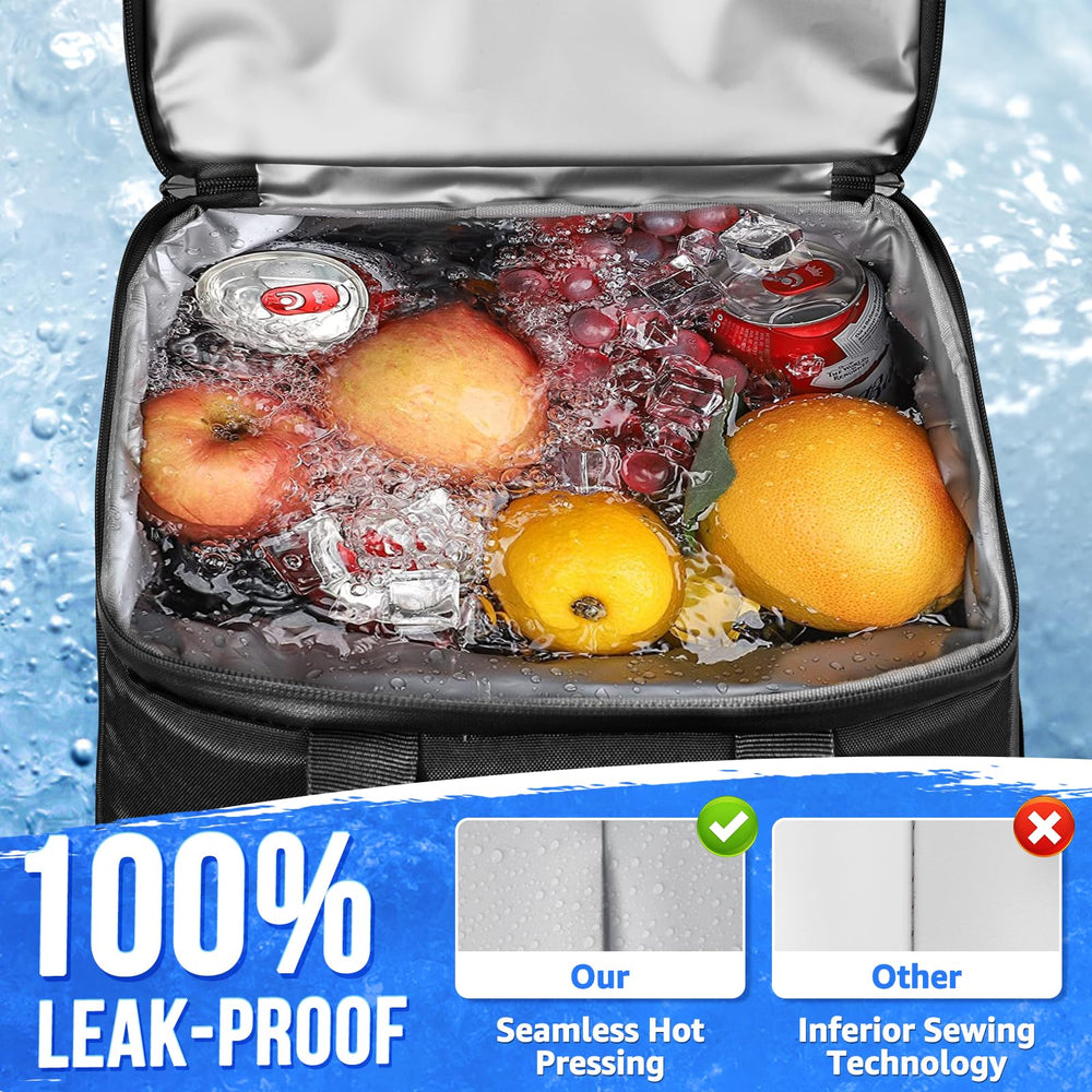 WOTOW Backpack Cooler 40L capacity holds 45 cans plus wine and snacks.