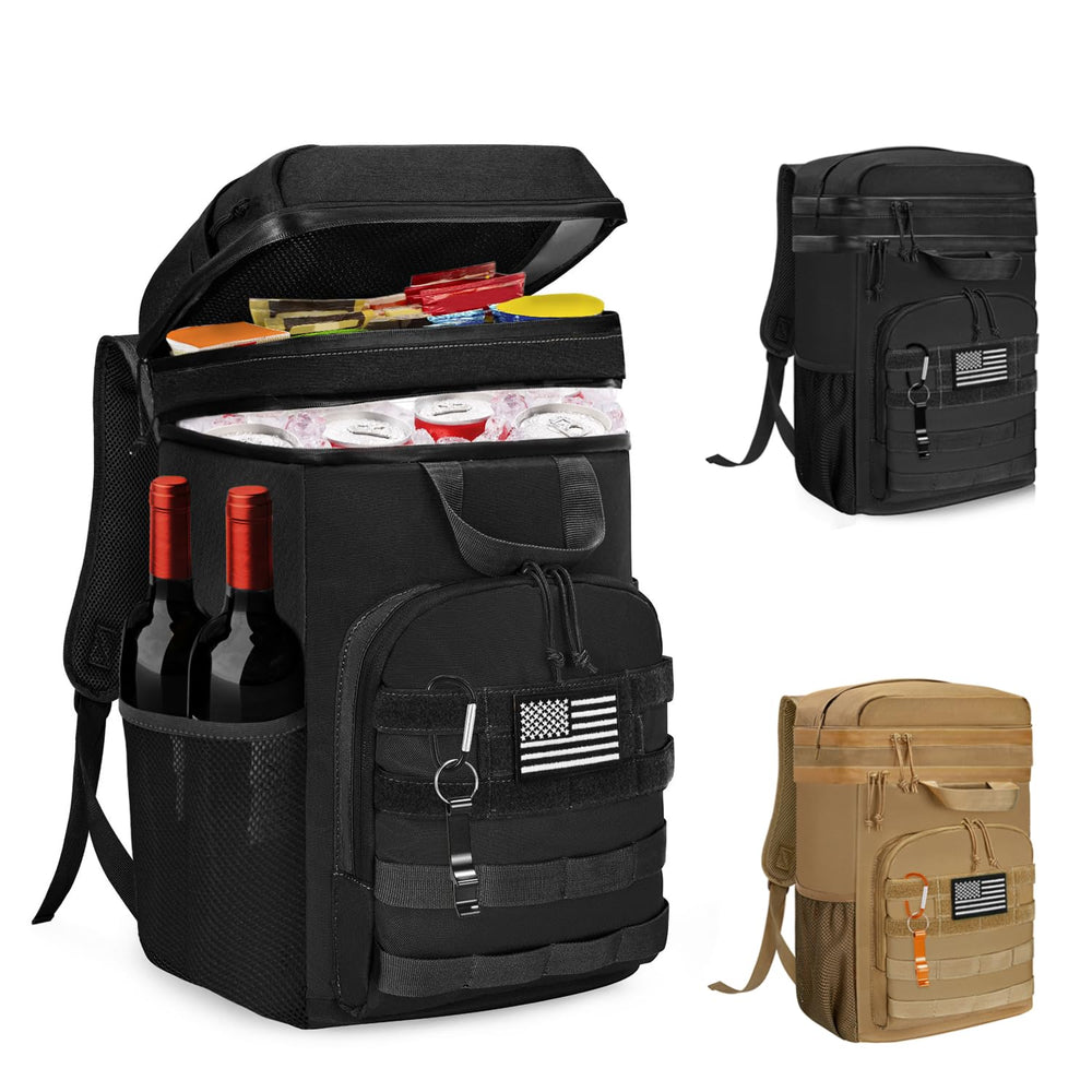 WOTOW Backpack Cooler exterior in dark black showcases rugged durability for outdoor use.