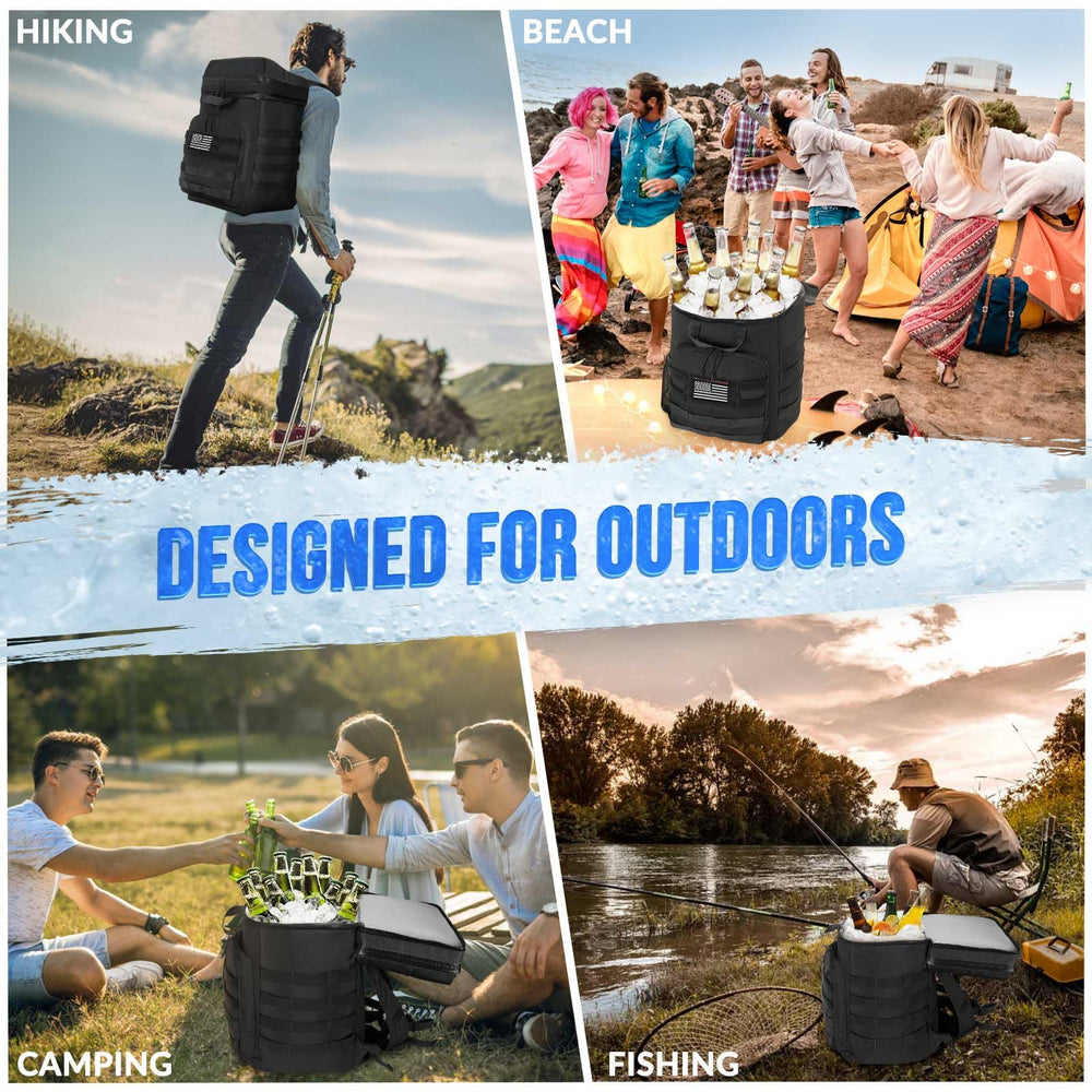 WOTOW Backpack Cooler includes bottle opener and flag tape for quick use.
