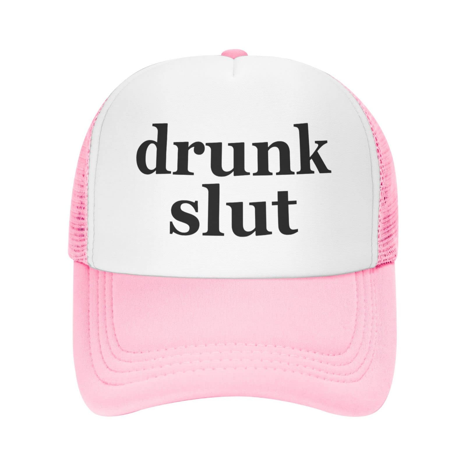 Wovotieh Drunk Slut Hat front view highlighting breathable fabric for daily wear.