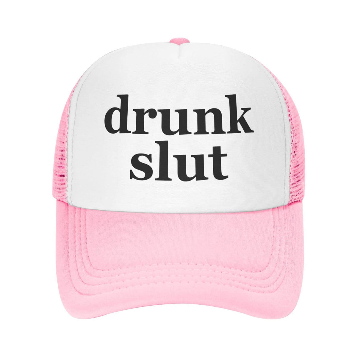 Wovotieh Drunk Slut Hat front view highlighting breathable fabric for daily wear.