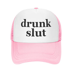 Wovotieh Drunk Slut Hat front view highlighting breathable fabric for daily wear.