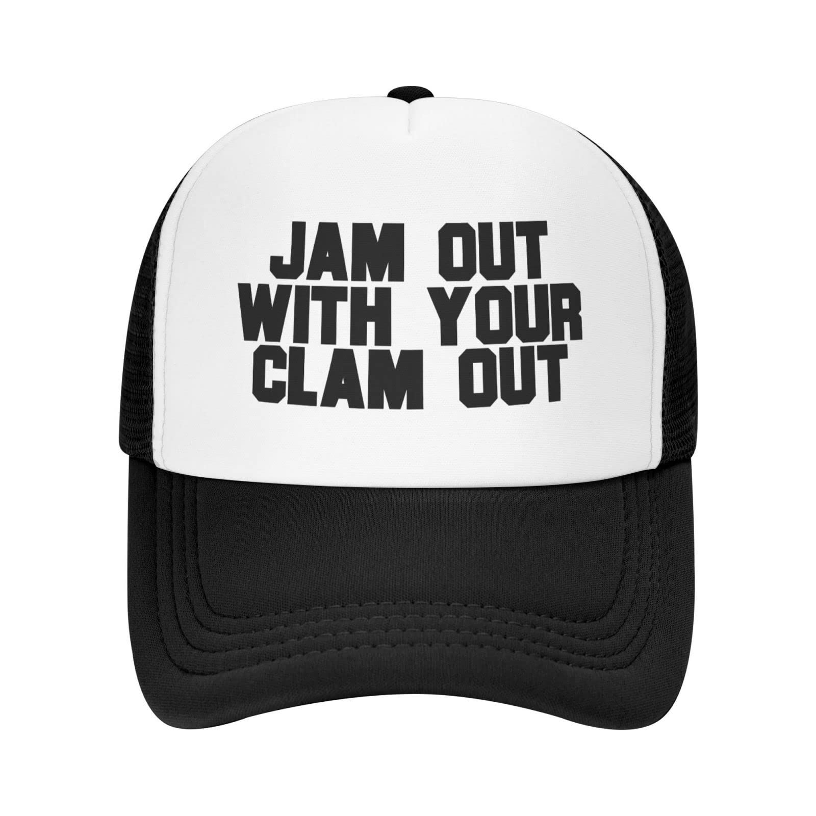 Wovotieh Jam Out with Your Clam Out Hat front view in black, comfortable day wear.