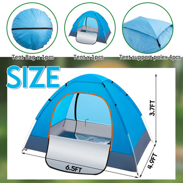 Wowangce blue 2-person tent with sun protection for daytime camping.
