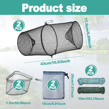 Crawfish traps with diameter 8.8 inches and length 16.5 inches