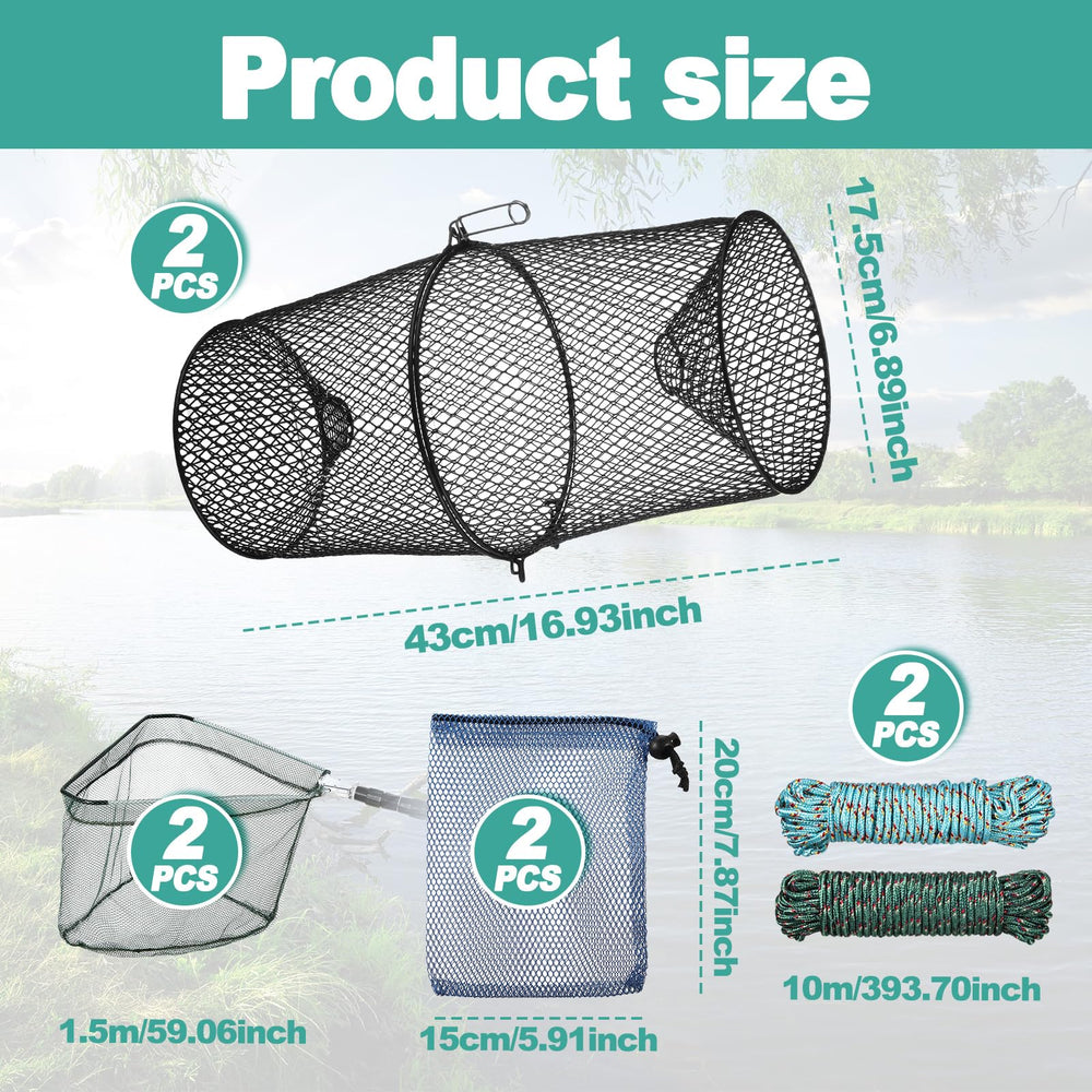 Crawfish traps with diameter 8.8 inches and length 16.5 inches