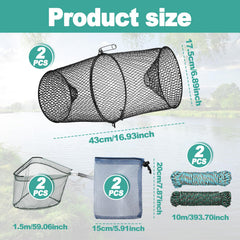 Crawfish traps with diameter 8.8 inches and length 16.5 inches