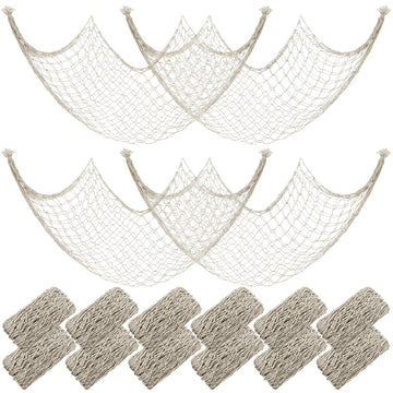 Wowangce fish netting 12-pack wall decor in white adds coastal charm to any room.