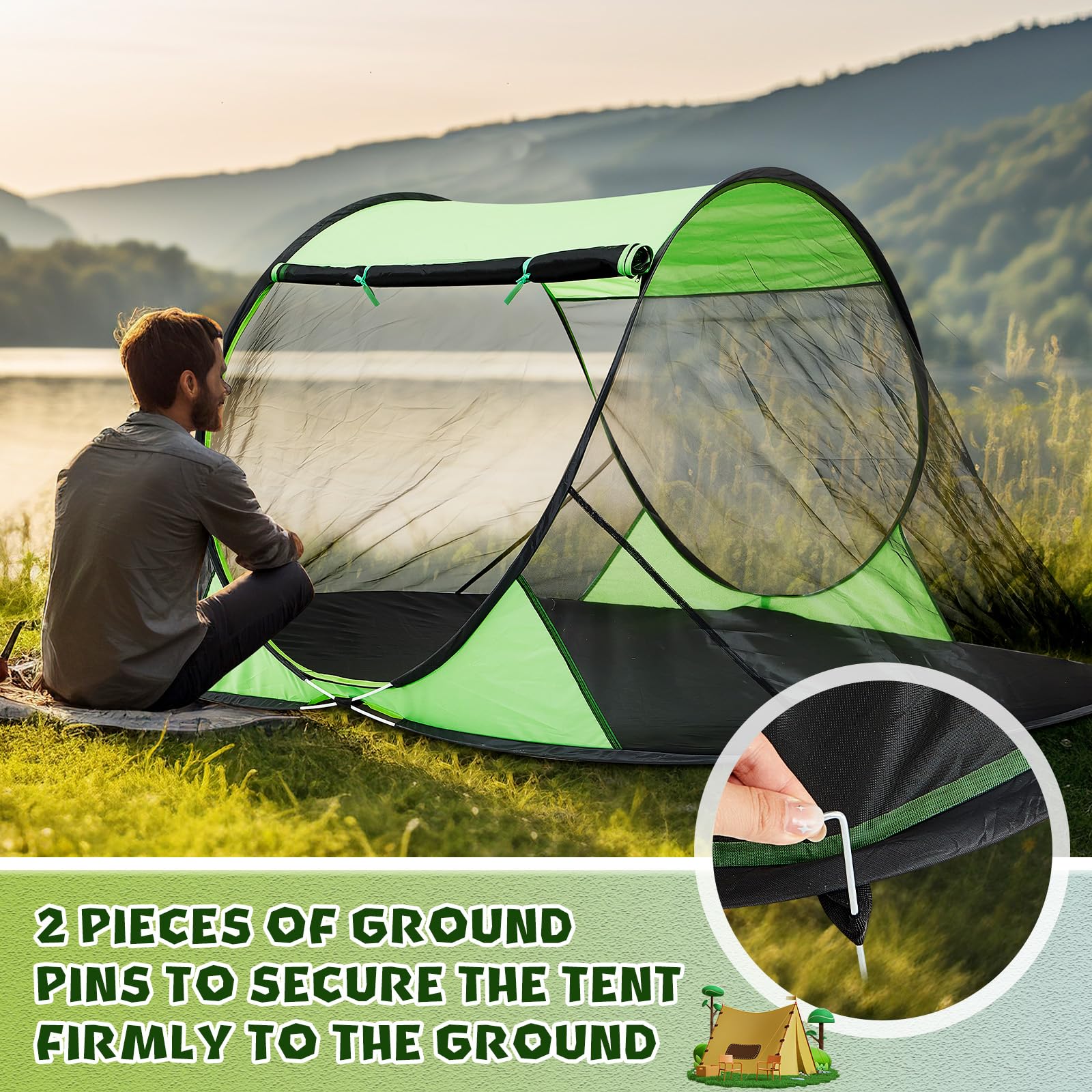 Wowangce pop-up mosquito net tent expanded-dimensions roomy interior for two