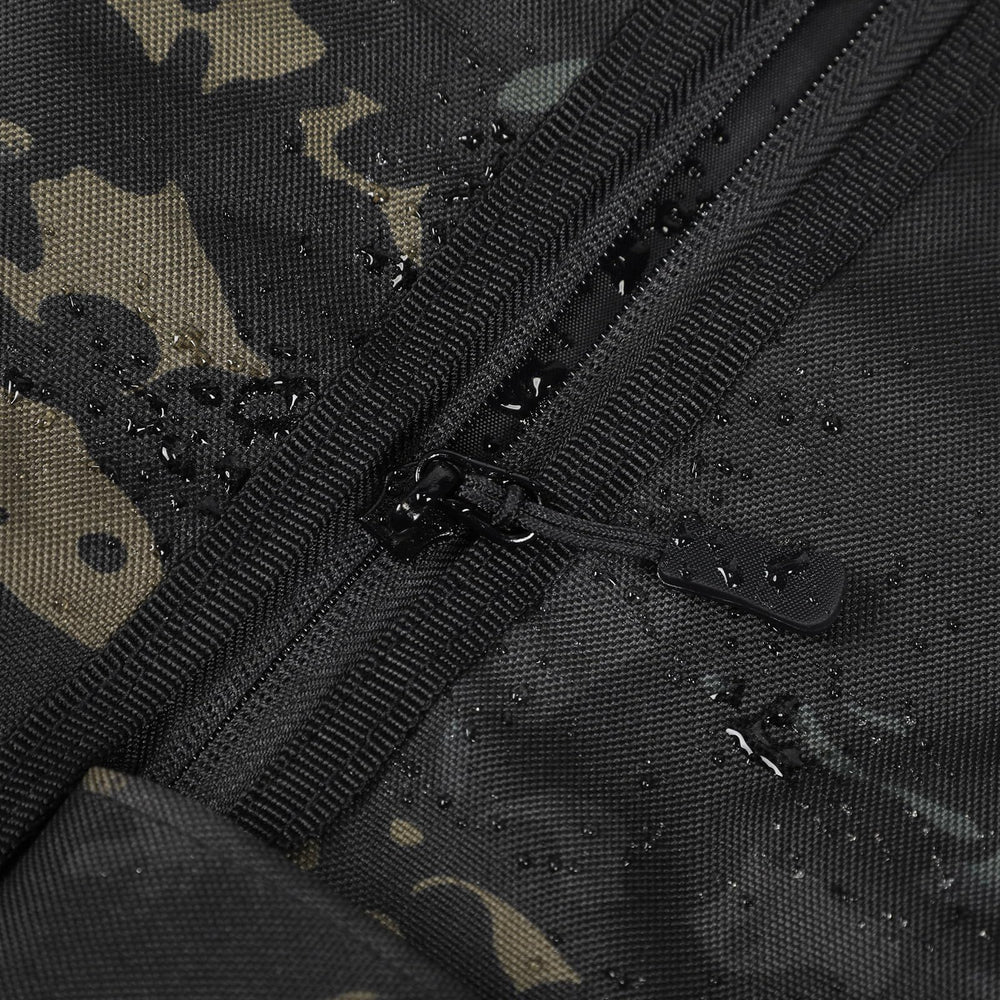Wowelife fishing rod bag camouflage folded form demonstrates compact storage when not in use