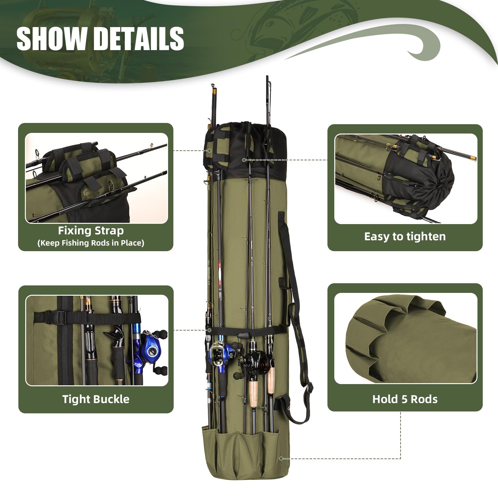 Wowelife green bag folded compact for easy storage when not in use.