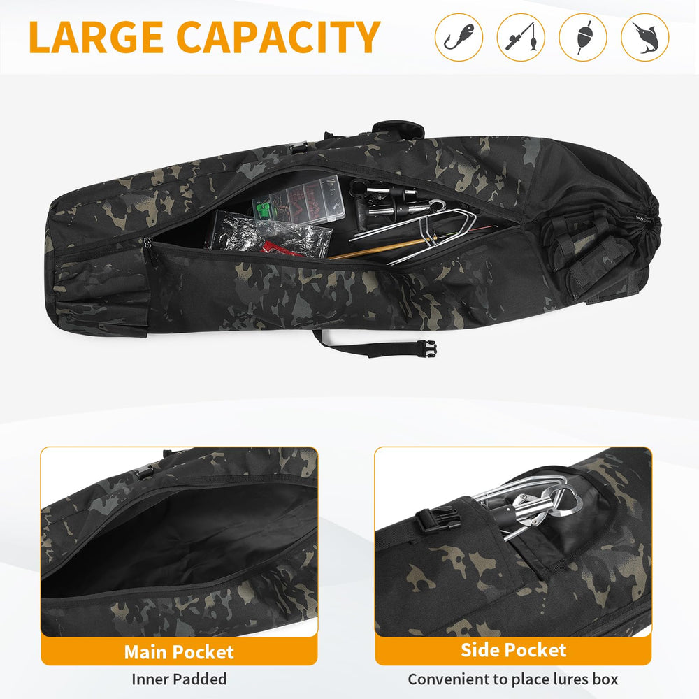 Wowelife fishing rod bag camouflage strap padding focus on comfort during journeys
