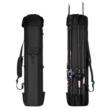 Wowelife Fishing Rod Carrier Bag front view shows organized gear for quick access
