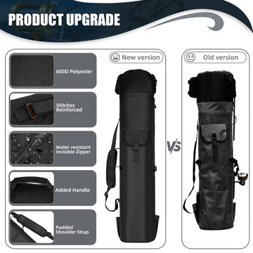 Wowelife Fishing Rod Carrier Bag open compartments highlighting interior storage space