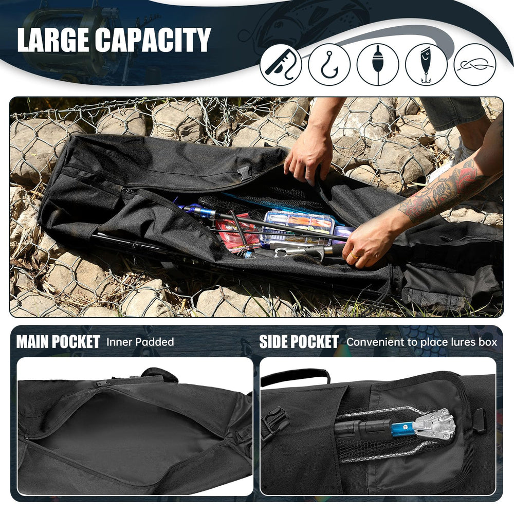 Wowelife Fishing Rod Carrier Bag adjustable shoulder strap emphasizes comfort on trips