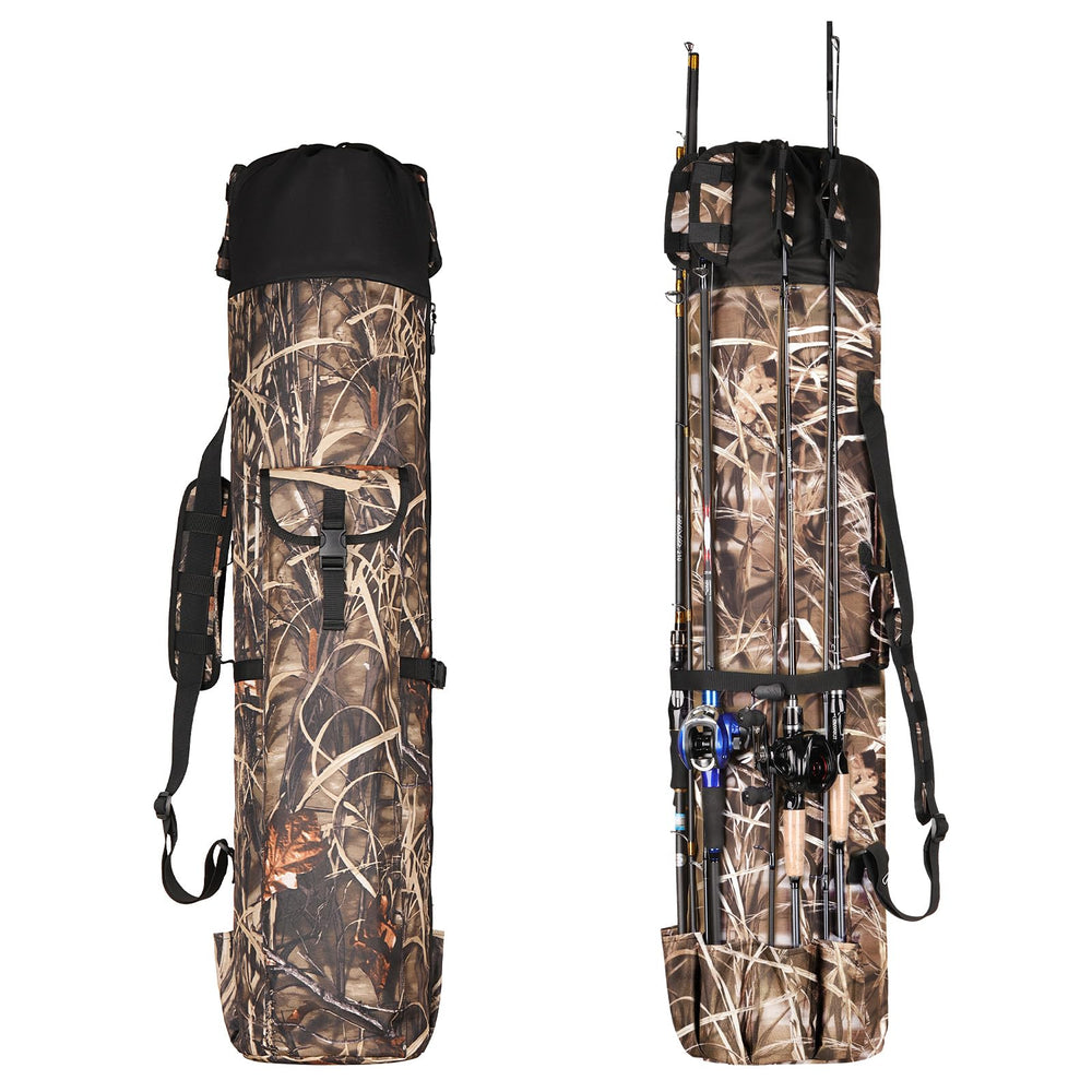 Wowelife fishing rod carrier bag top view shows roomy interior for gear.
