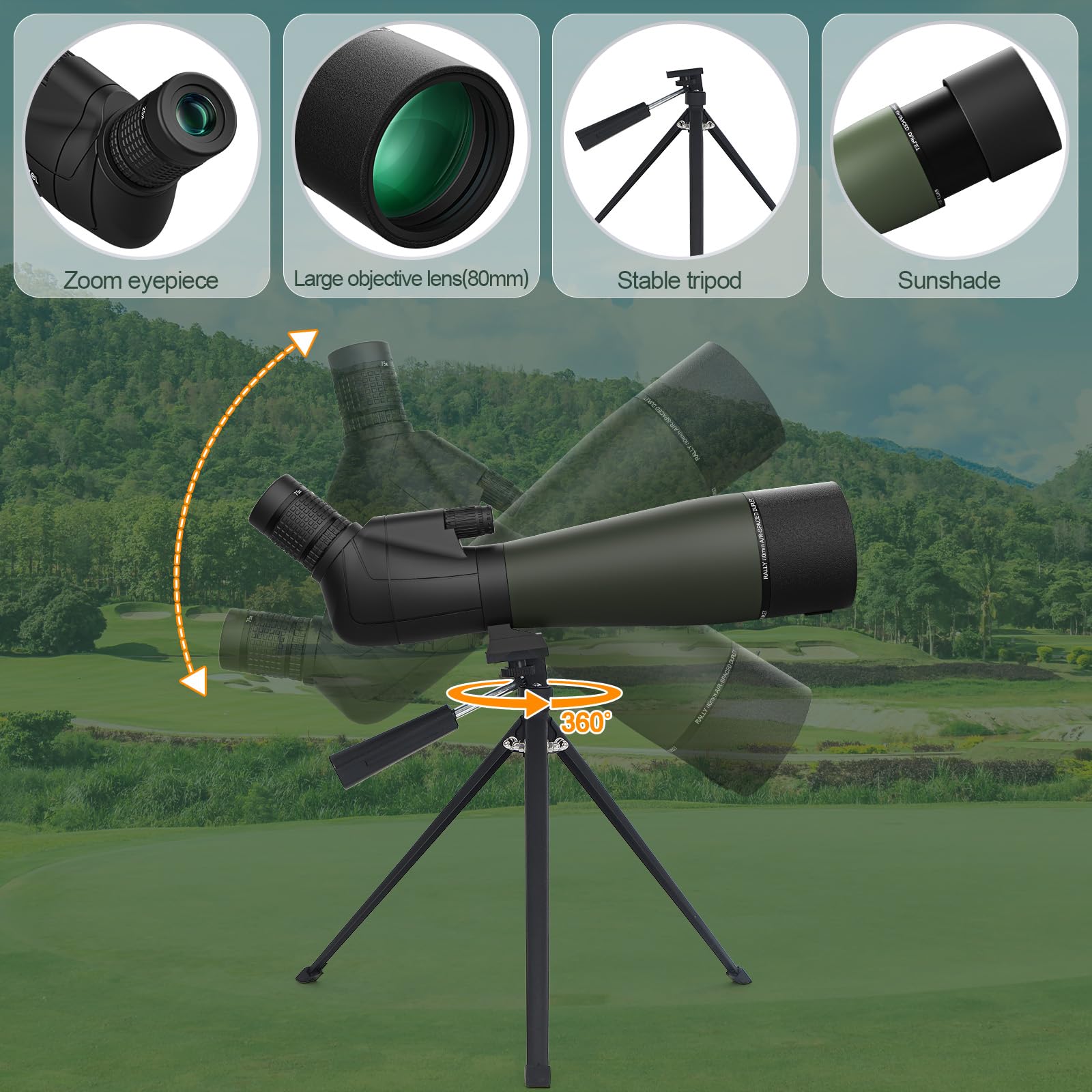 WOZEL spotting scope with smartphone holder enables quick image capture.