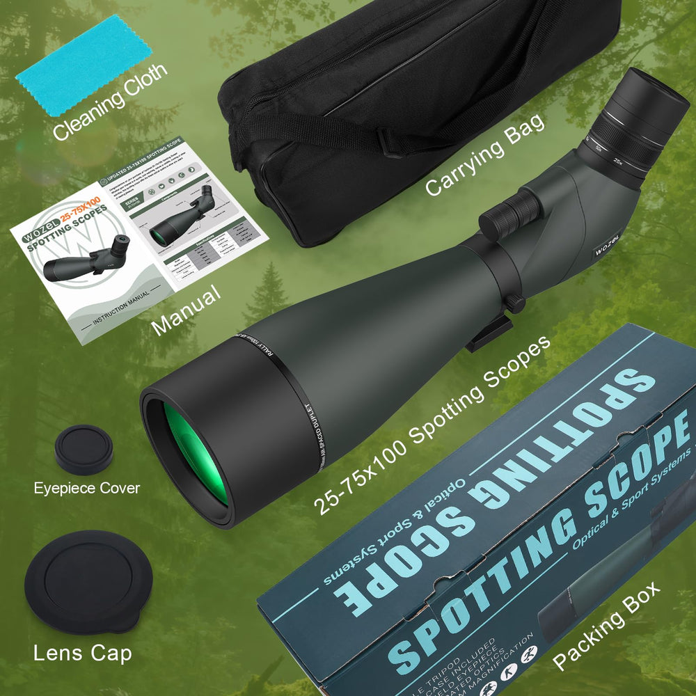 WOZEL spotting scope ideal for bird watching, wildlife viewing, and travel.