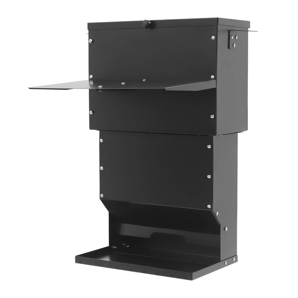 WPORDE deer feeder with lid protecting feed outdoors and staying dry.