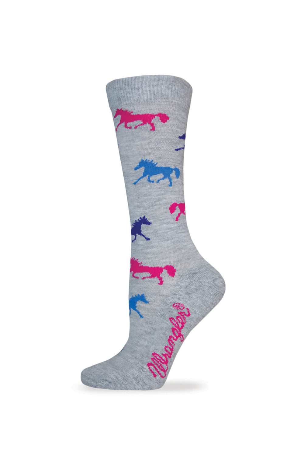 Wrangler Ladies Horse Pattern Crew Socks Grey – smooth toe seam for irritation-free wear