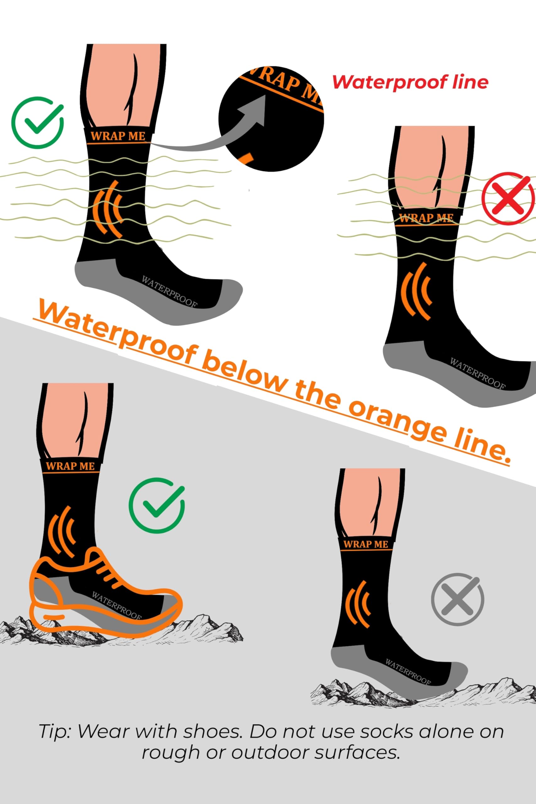 WRAP ME socks in washing action, quick-drying after damp trips