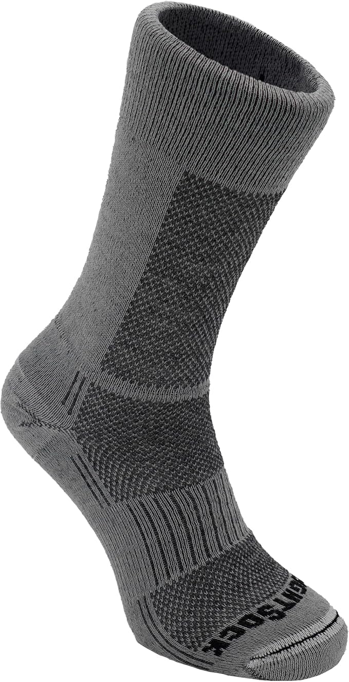 Wrightsock Merino Coolmesh II Crew double-layer design reduces friction for blister-free hiking.