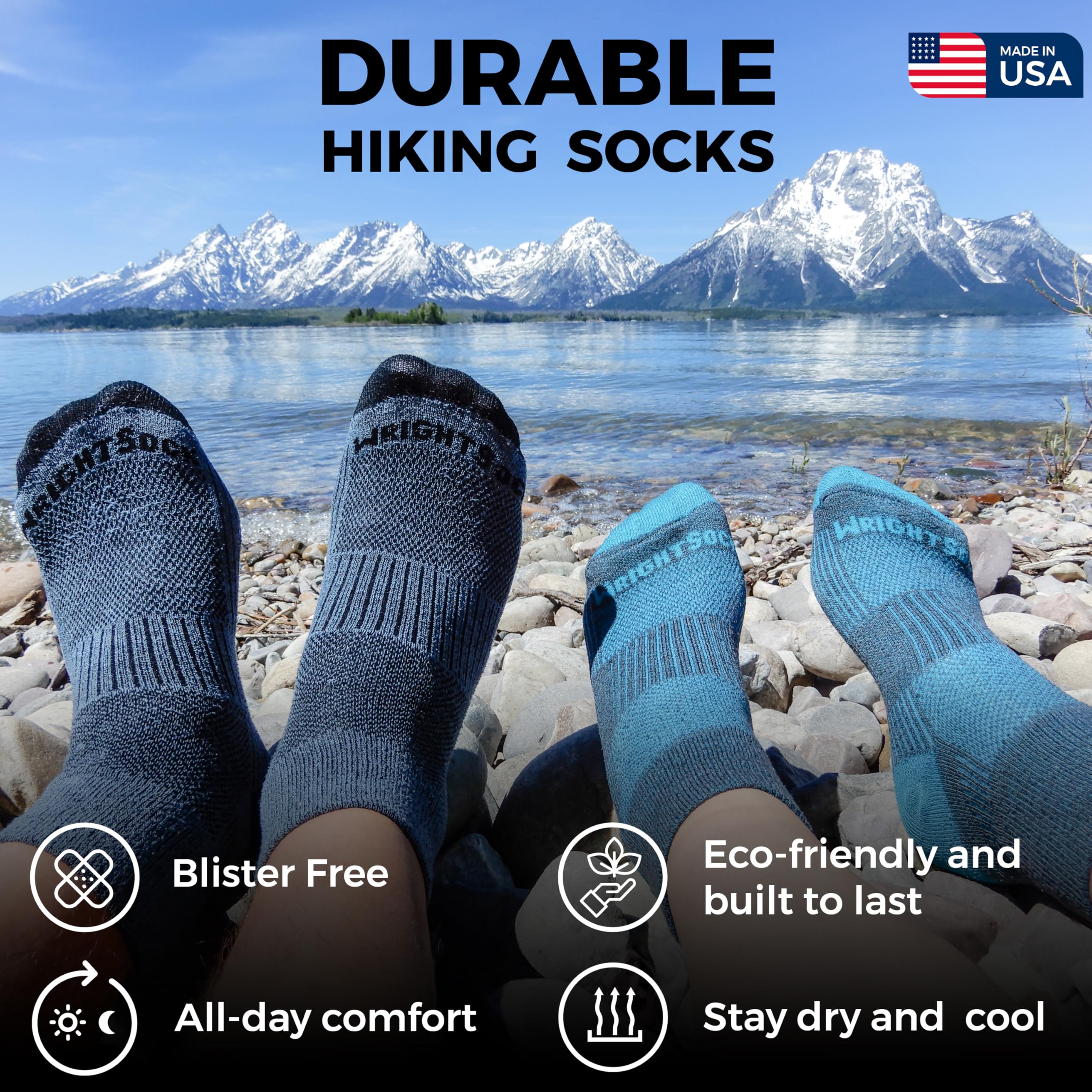 Wrightsock Merino Coolmesh II Crew padded cushioning from heel to toe enhances comfort.