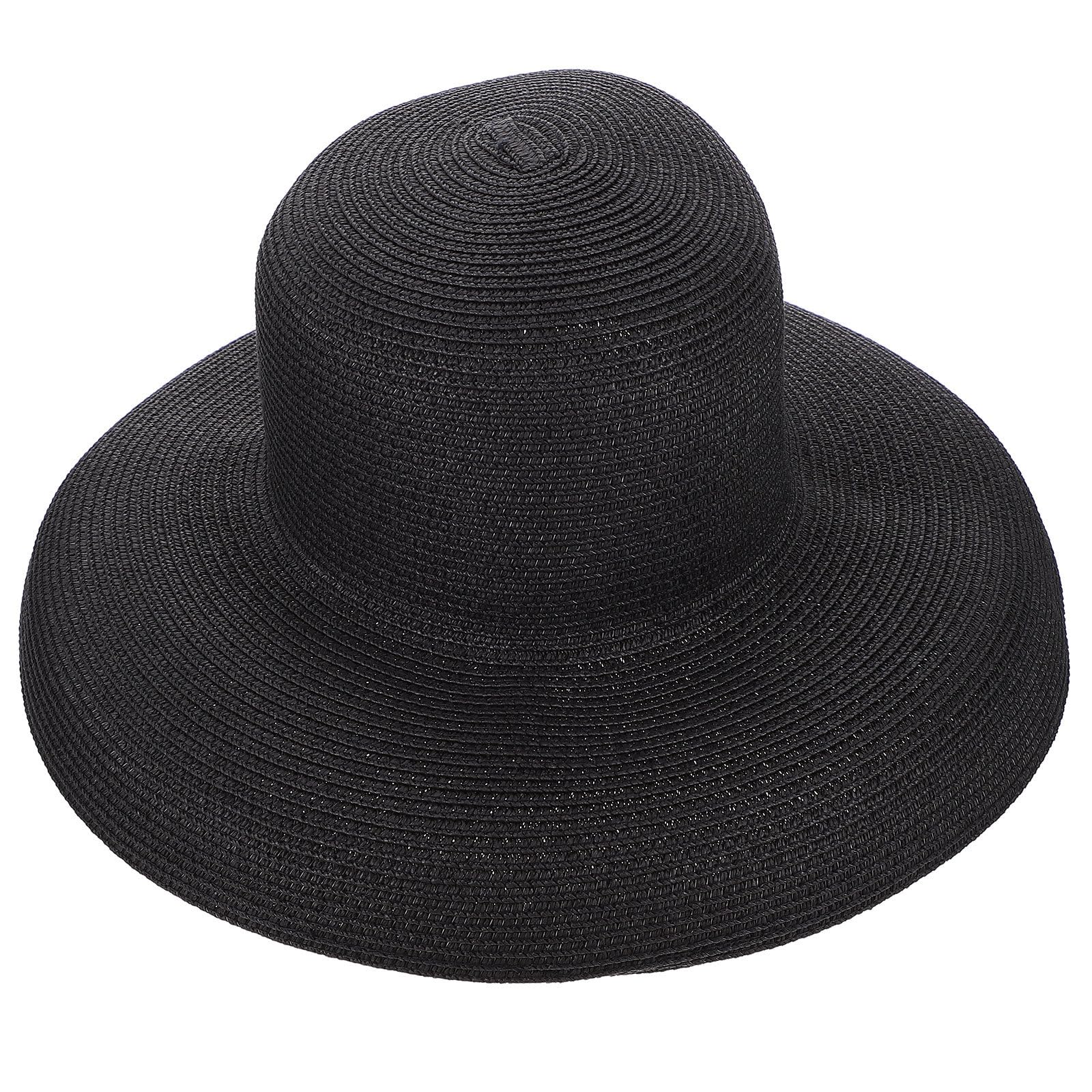 WRITWAA black wide brim straw hat for women and men - front view
