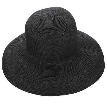 WRITWAA black wide brim straw hat for women and men - front view