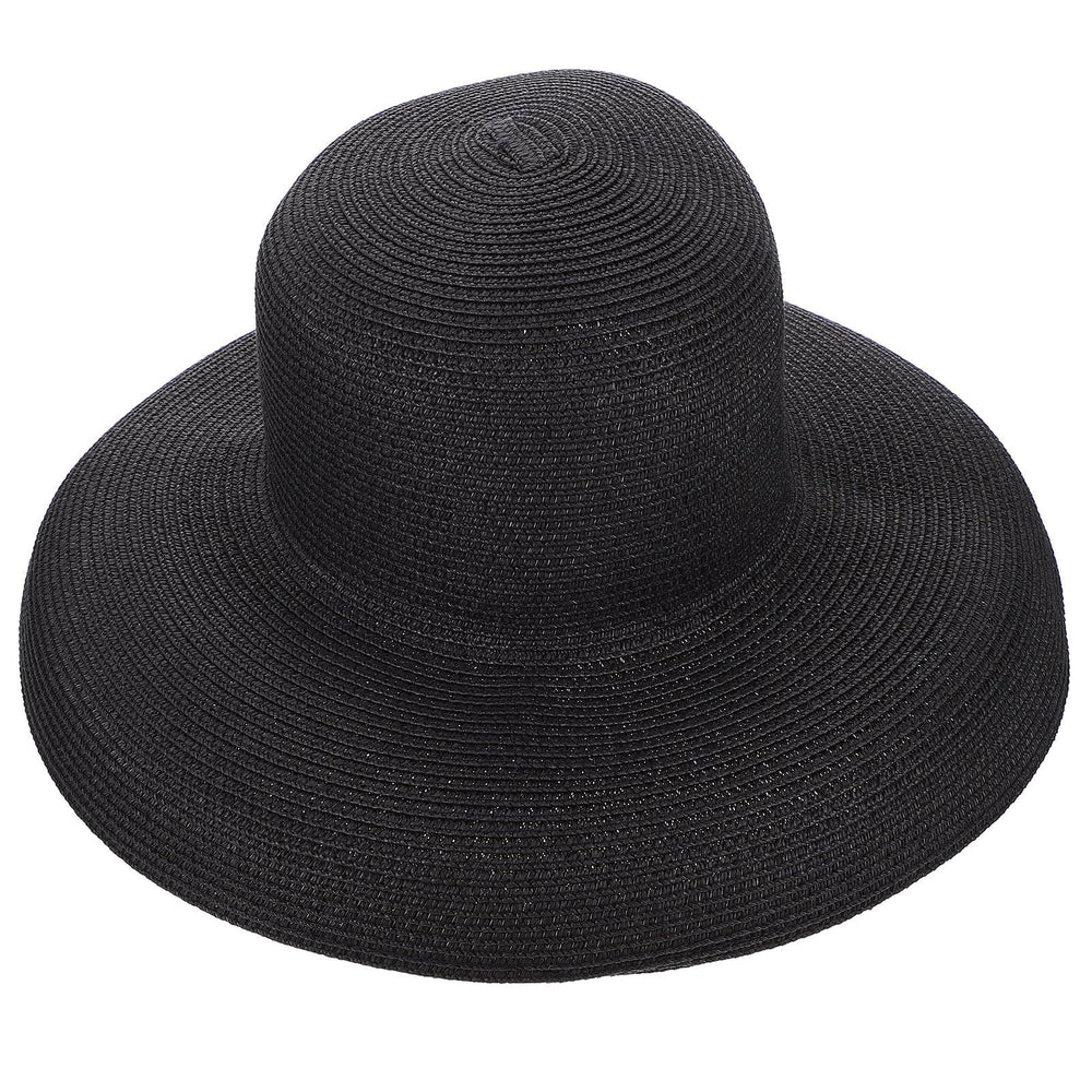 WRITWAA black wide brim straw hat for women and men - front view